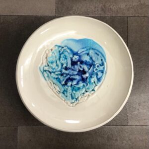 Raised Ceramic Dish with Fused Glass 7929